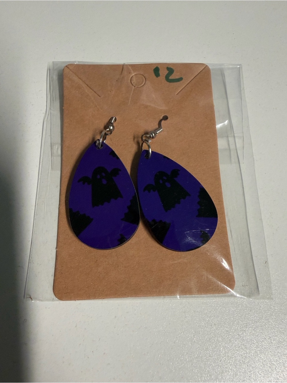 Purple Teardrop Ghost Earrings